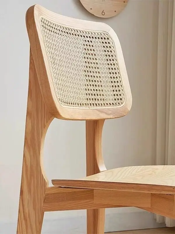 For Medieval rattan dining chair household rattan chair backrest makeup chair solid wood dining table and chairs