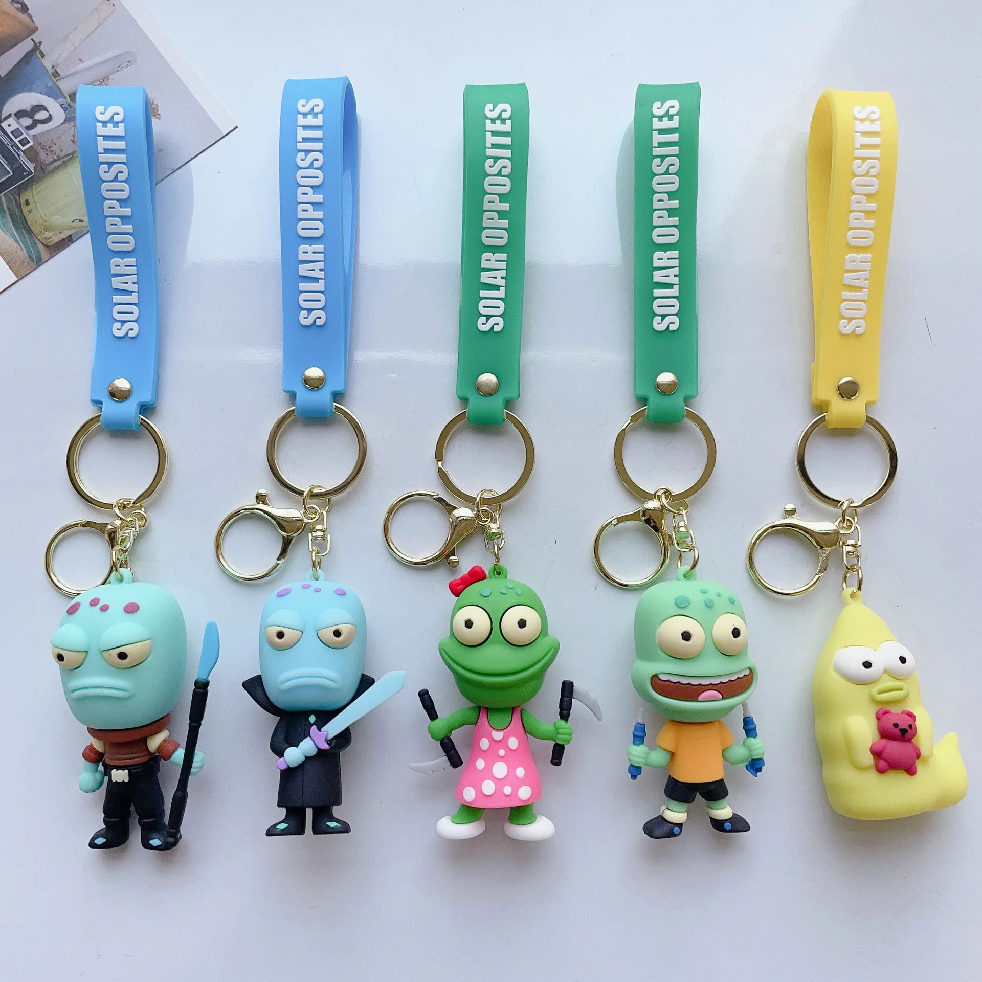 Cartoon animation Solar Opposites keychain cute Alvin Simon Theodore key chain bag accessories wholesale