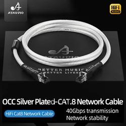 CAT8 Ethernet Patch Cable OCC Silver Plated High Speed 40Gbps 2000Mhz HiFi Network Cable for Laptop Computer Router
