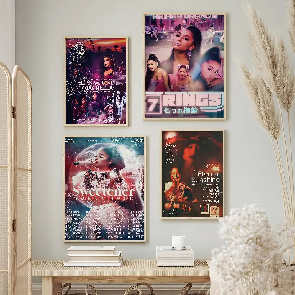 Trending Singer Ariana Grande Posters Premium Self-Adhesive No Residue Wall Sticker for Home Office Bar Decor