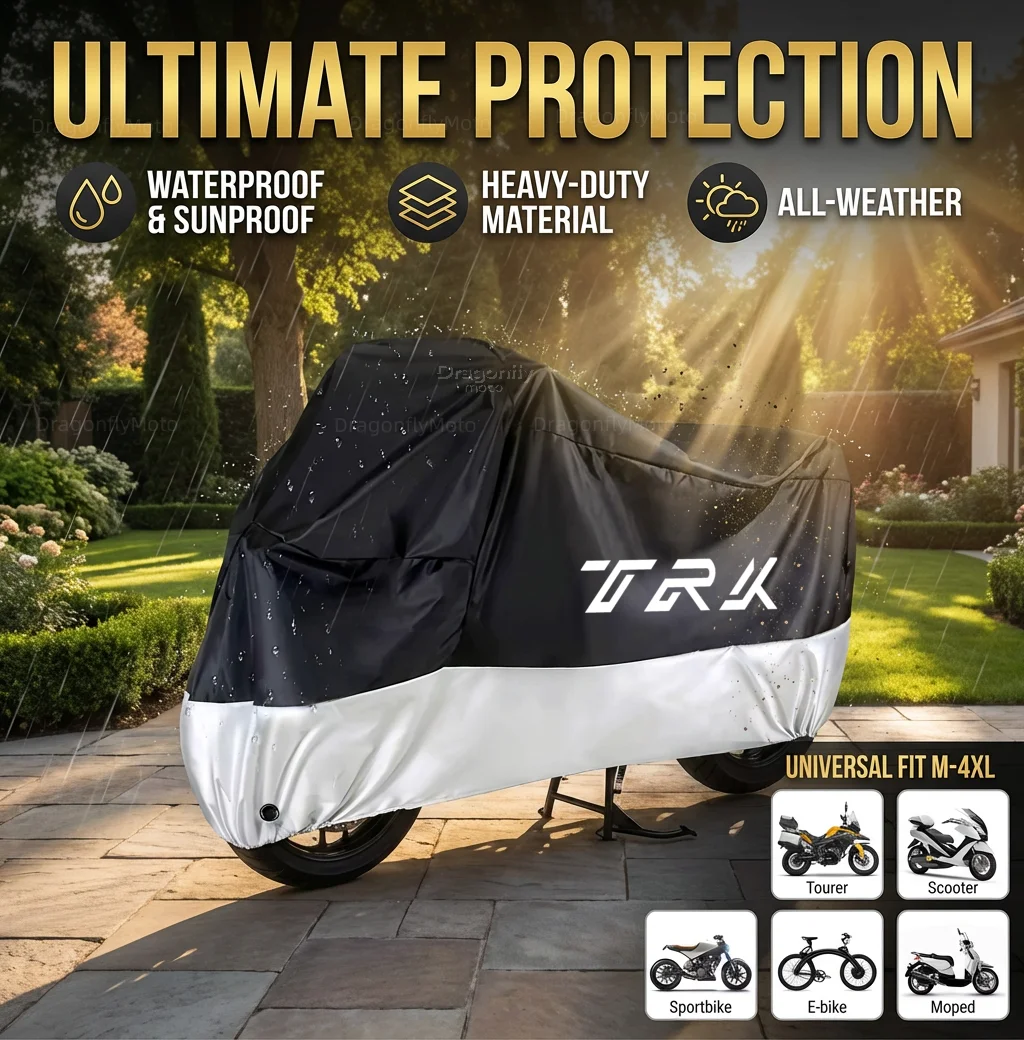 

For Benelli TRK 502X TRK 502 X Leoncino 500 BJ500 All Season Motorcycle Cover Silver Black Waterproof Dustproof UV Protection