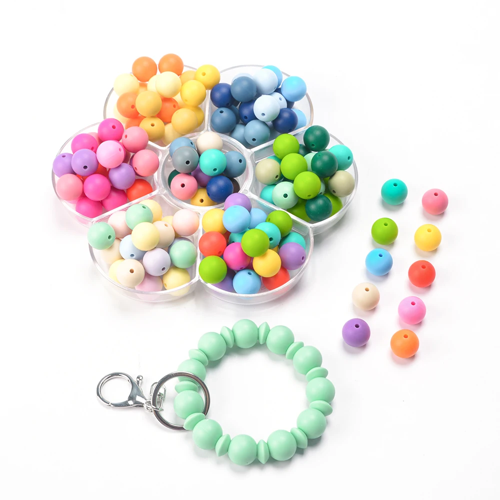 LOFCA 50Pcs/Lot Silicone Bead 9/12/15MM Used In Jewelry Making Necklace Bracelets Keychain Jewelry Accessories