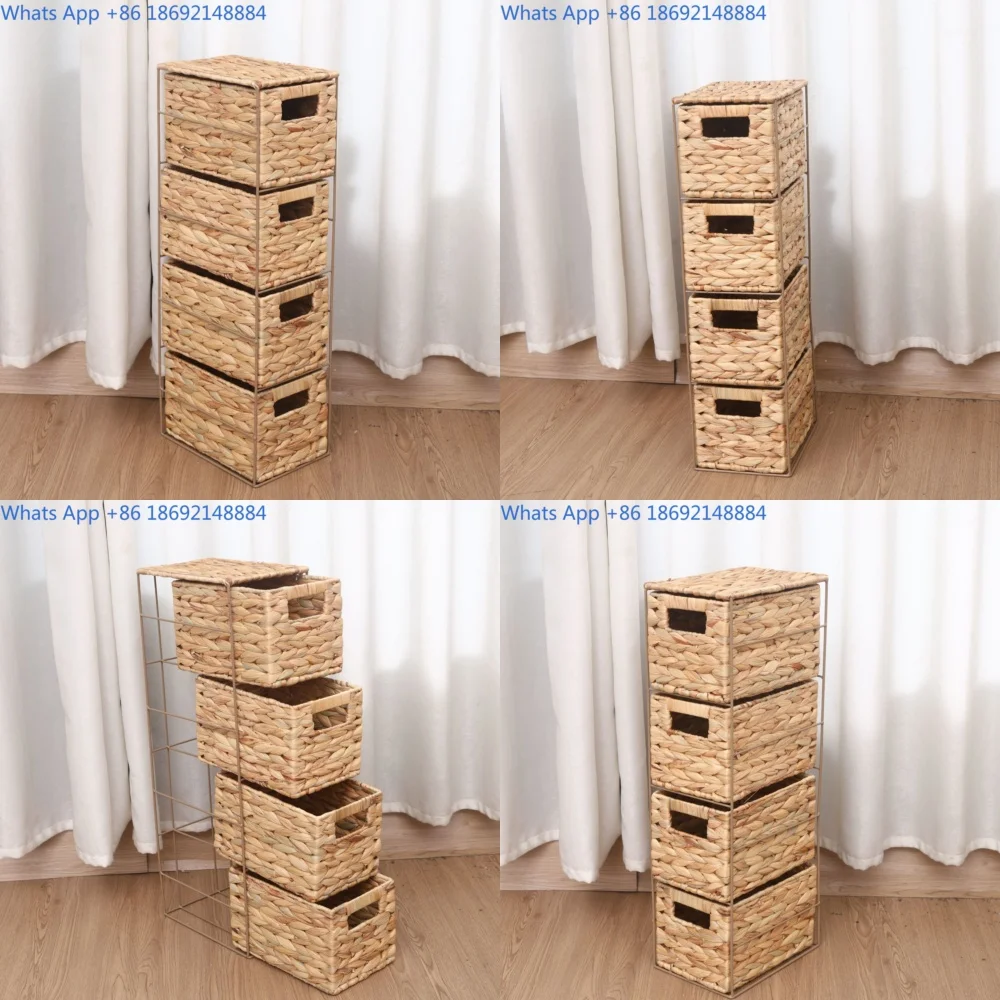 

Woven Storage Basket with Metal Frame Drawer Style Living Room Storage Organizer