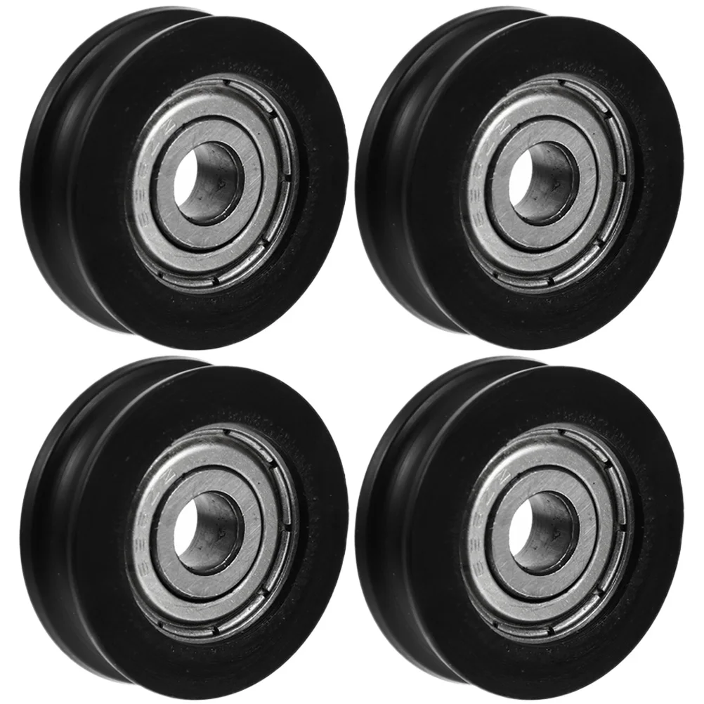 4 Pcs Sliding Doors Bearing Pulley Window Pulleys Wheel Roller Scroll Guide Black