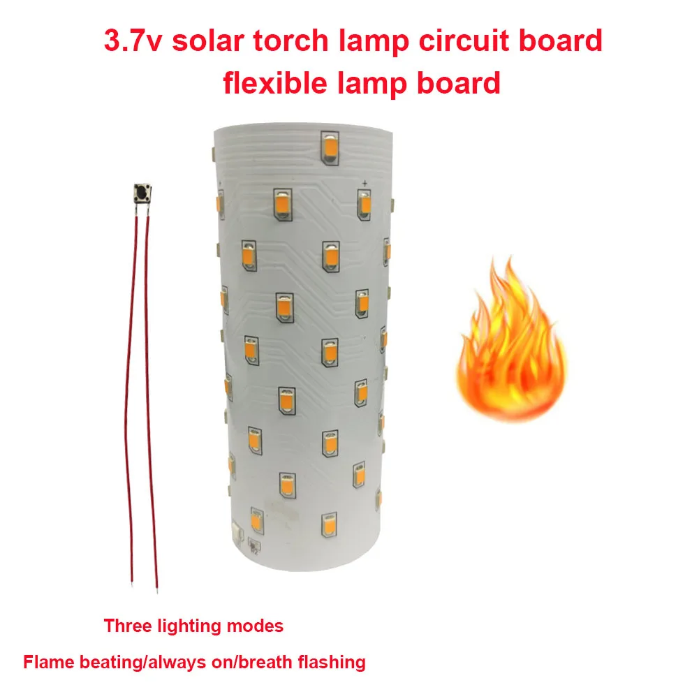 

3.7V Circuit Board Flexible 51 LED Flame Light Circuit Board 3 Modes Solar Candle Lamp Board Battery Powered Electrical Supplies