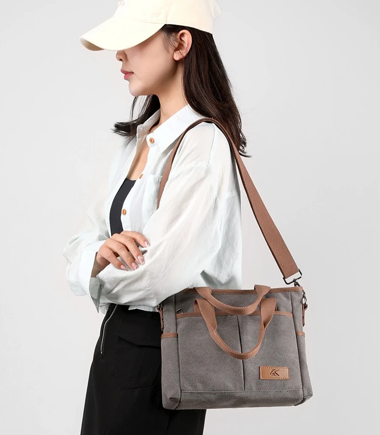 

Лоскутная холщовая сумка с несколькими карманами, большая вместительная молния, многофункциональная женская сумка-тоут на одно плечо