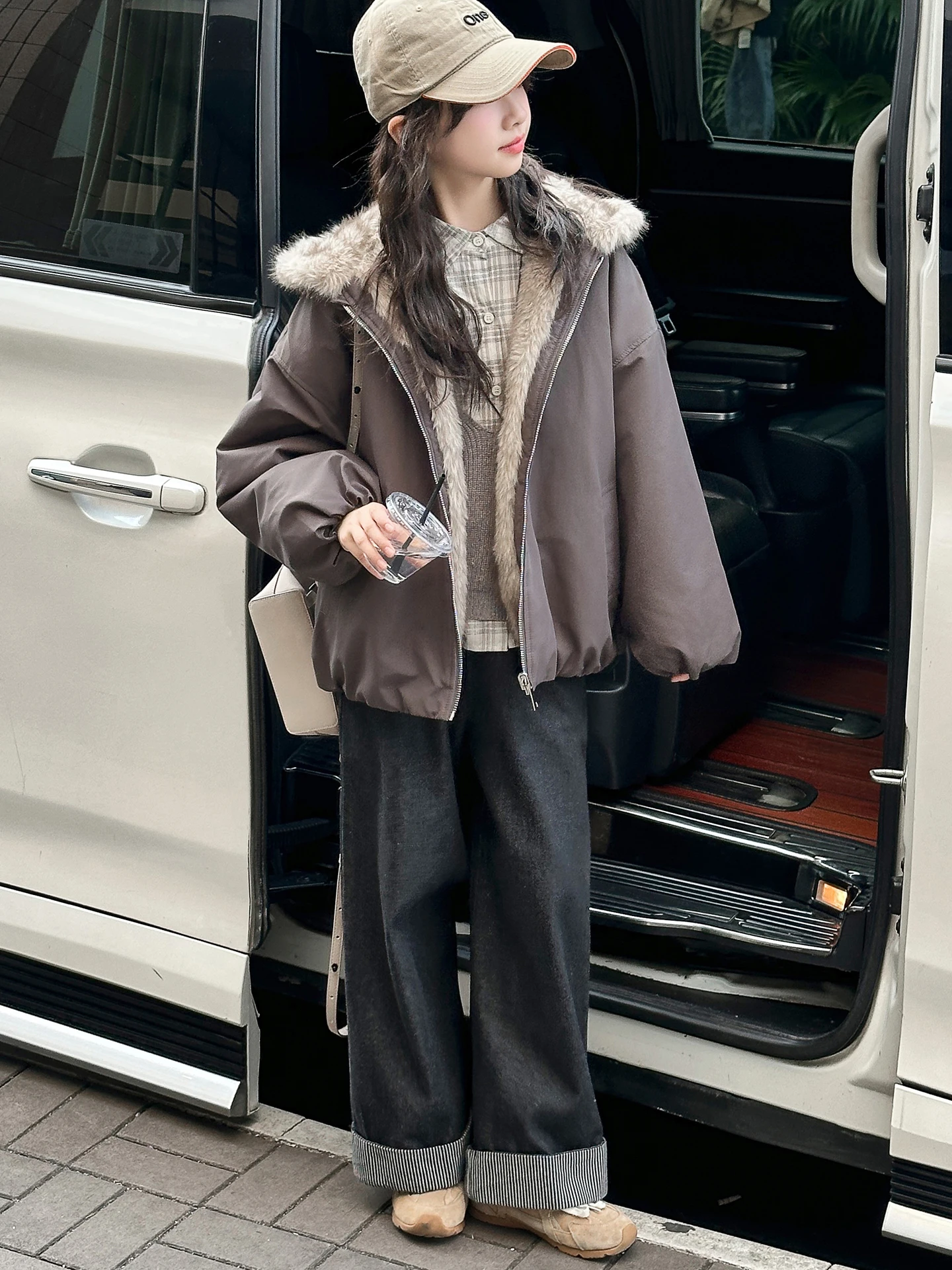 

Двусторонняя утепленная осенне-зимняя куртка для девочек в корейском стиле, детская зимняя парка