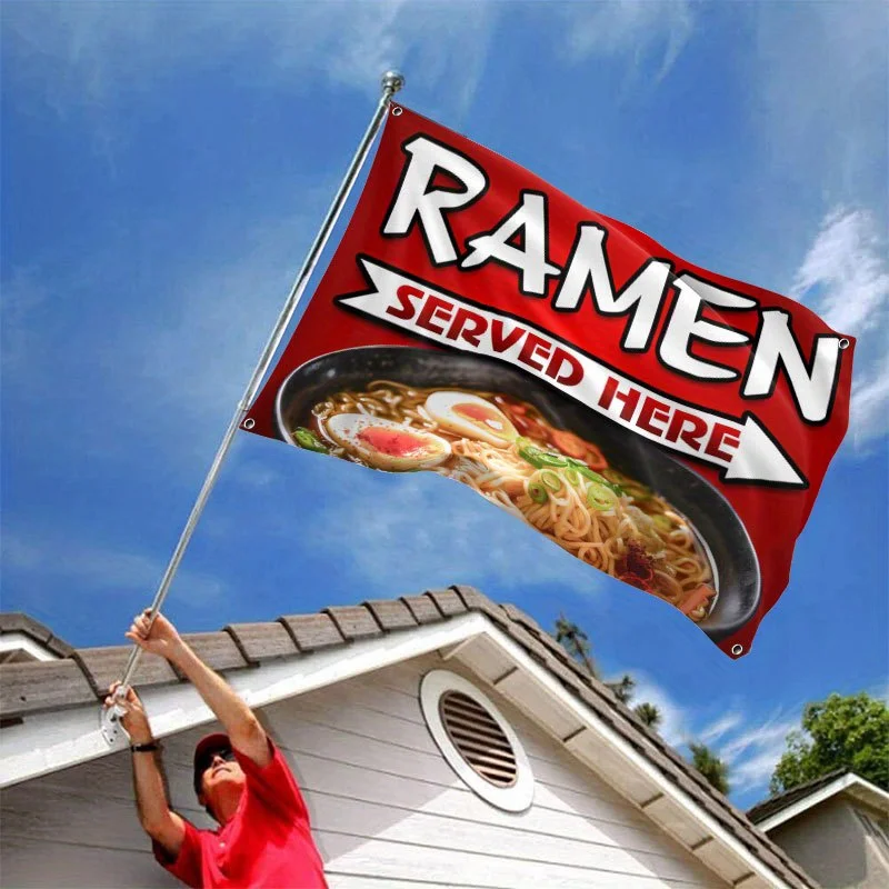 1pc ramen served here Shop stall advertising flag, suitable for storefront and outdoor stall flag, large size advertising banner