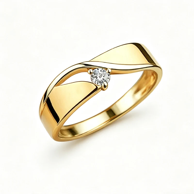 Huitan Damen-Ringe mit gedrehtem Band und einem kleinen Zirkonia, minimalistische Verlobungs- und Eheringe, Modeschmuck für Frauen – Detail 6
