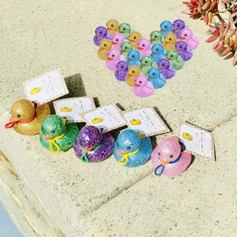 5cm Glitter Rubber Ducks Bathroom Bath Toy Car Ornaments Duck Decorations Children Birthday Gifts Party Favors view 5