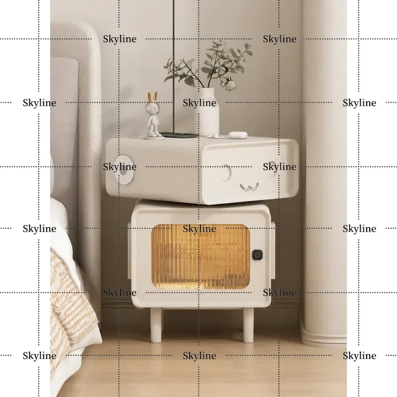 for Creative Children's Room Bedside Table Cute Small French Cream Style Small Apartment Multi-functional Robot Cabinet Side