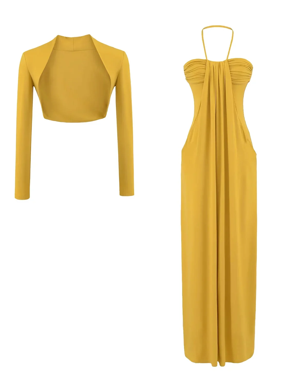 Sexy Wind-Borne Waist-Cinching Off-oulder Dr Women's Sun-Protective awl Two-Piece Set Cotton Blend Gauze Fabric