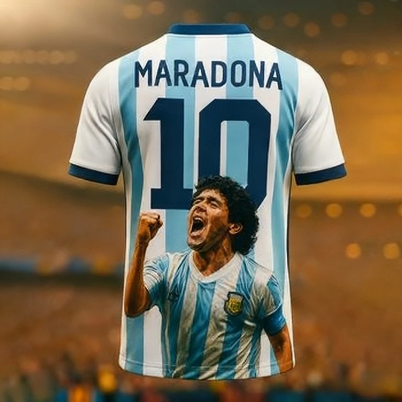 حار بيع كرة القدم الملك مارادونا الأزياء طباعة مروحة مجموعة محدودة التذكارية كرة القدم قميص الصيف الرياضة الأعلى