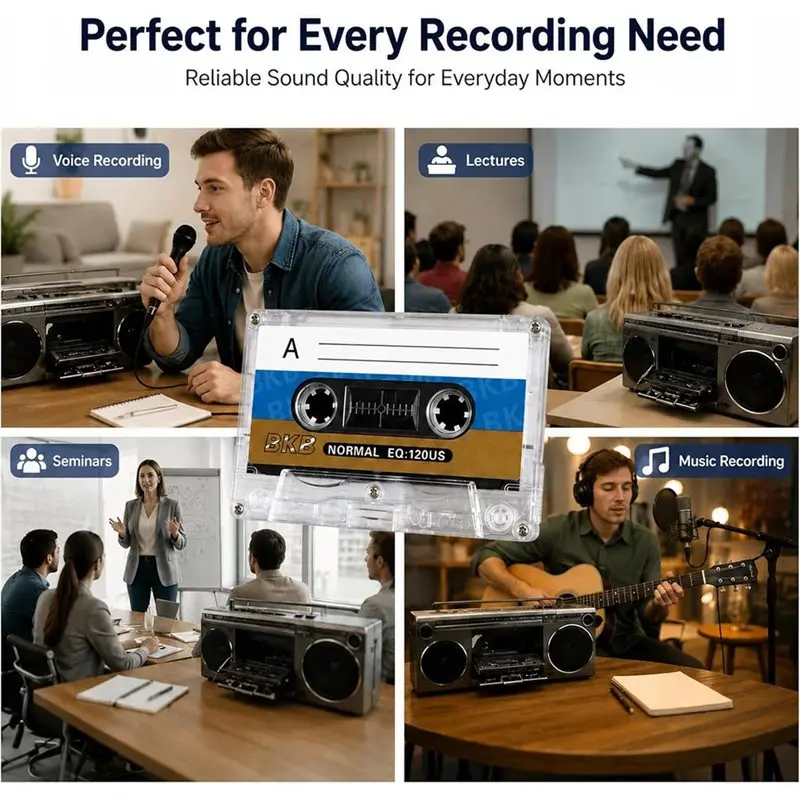 ABNR 10 Pcs Cassette Tape, Blank Audio Cassettes For Recording Music, 60 Min, For Language-Learning Player And Recorder