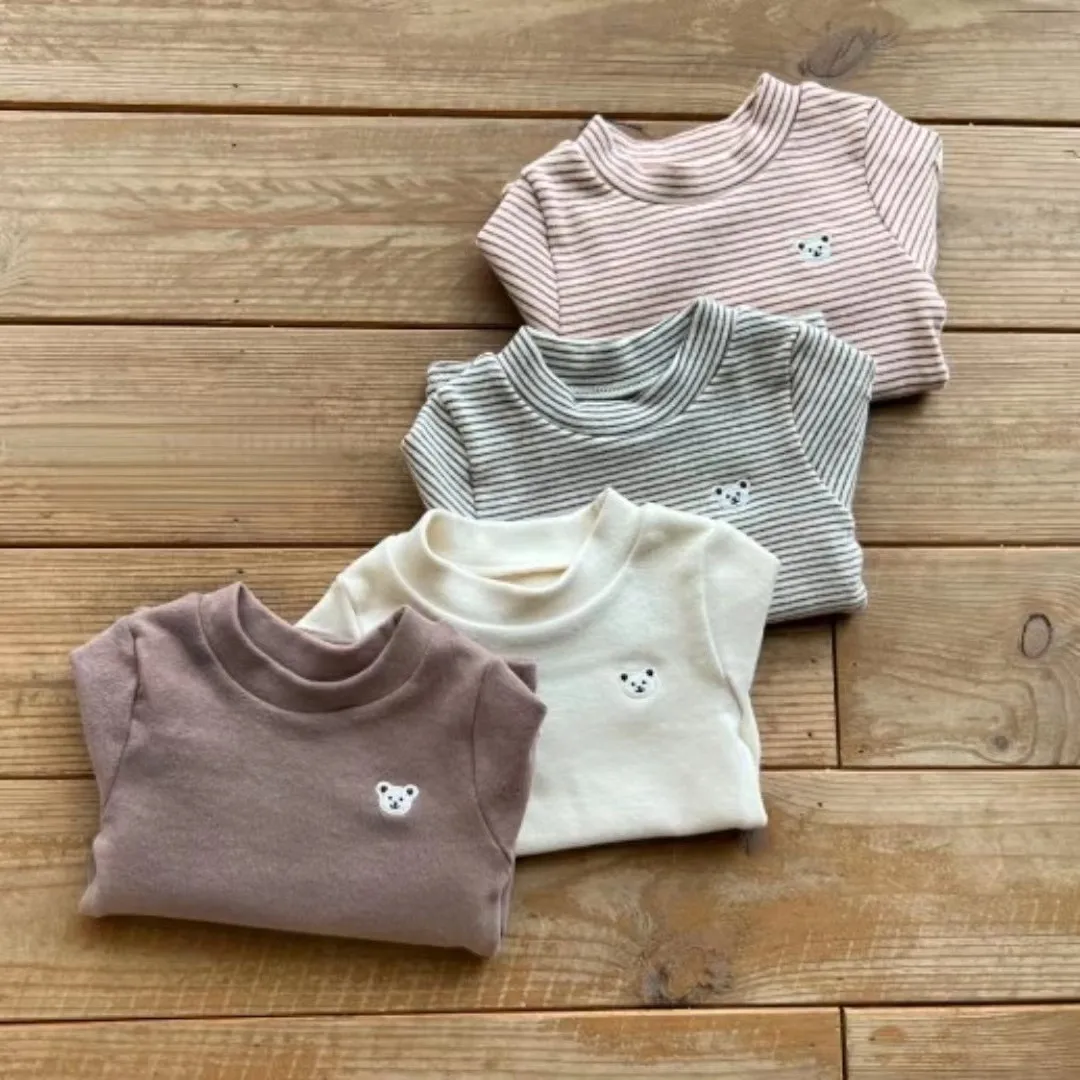 

T22379 Korean Style Infant Autumn Collection Versatile Half High Collar T-shirt Spring Autumn Base Layer Shirt for Newborns