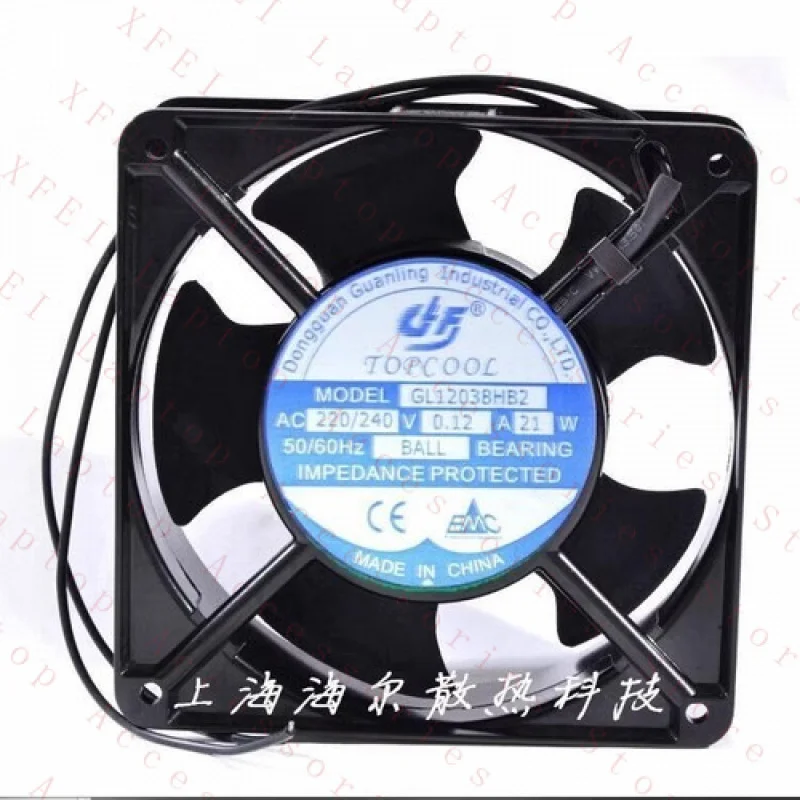 

F For TOPCOOL GL12038HB2 AC220-240V 0.12A 21W 12CM 2-wire AC Cooling Fan