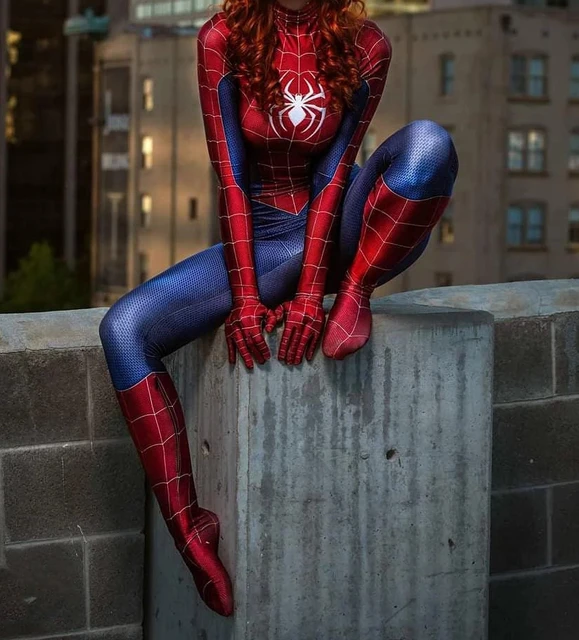 女性と女の子のためのspiderwomanコスプレ衣装,プリントされた女性のスパイダーマン全身タイツ,ハロウィーンの服 - AliExpress