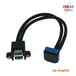 90 Degree Up Down Left Right Angle Computer Motherboard Dual port USB To USB 19pin 20 Pin Female Extension Mainboard Cable