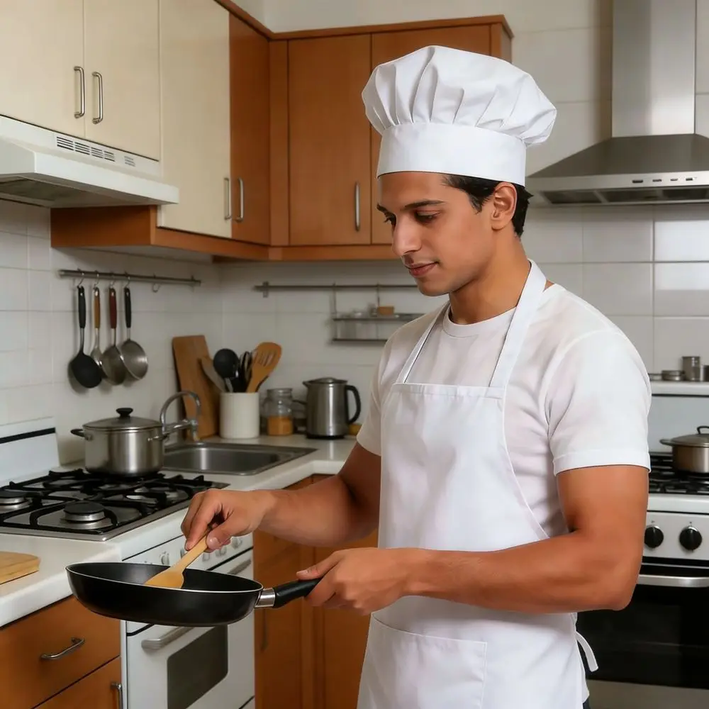 Stylish Waterproof Leather Apron With Hat Set Professional Chef Uniform For Kitchen Restaurant Baking Garden Serving