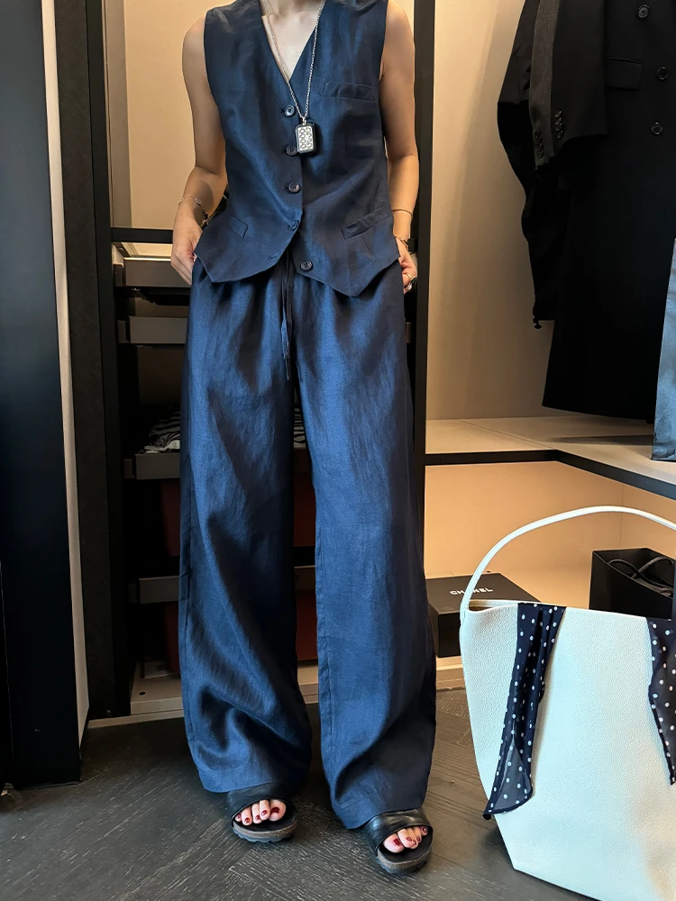 

High Waist Linen Casual Pants Versatile Classic Straight Leg Trousers for Women Comfortable Breathable Summer Fashion