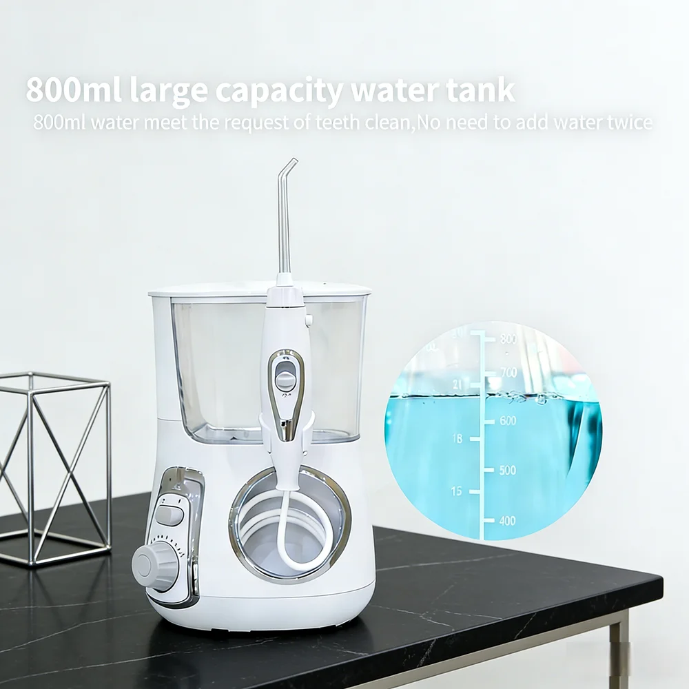 

800ML Electric Countertop Dental Water Flosser 10 Modes 5 Replacement Nozzles Oral Irrigator for Teeth Cleaning & Fresh Breath