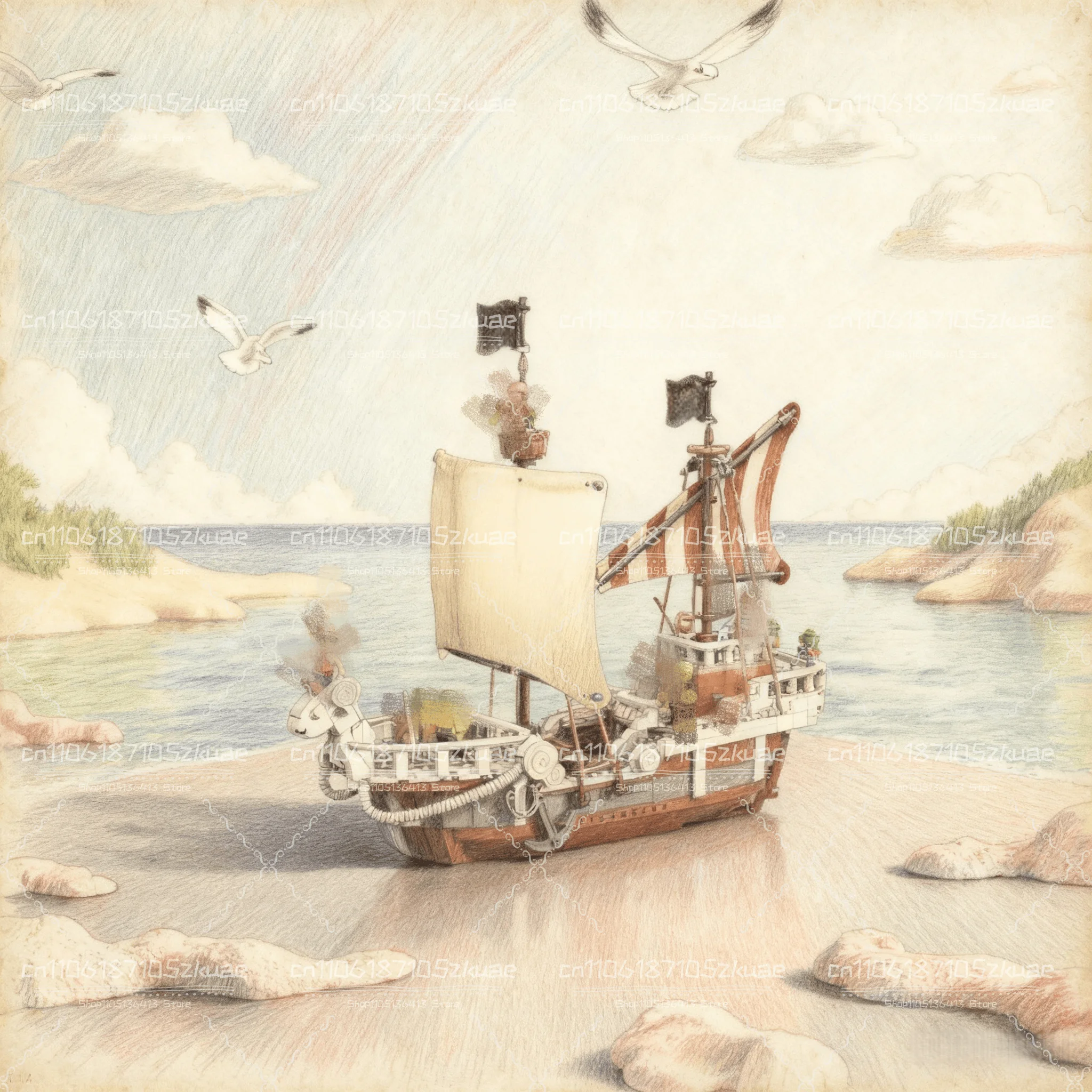 

Новый продукт, пиратский корабль, модель приключенческого лодки, строительный комплект, рождественский подарок, подарок на день рождения, украшение дома