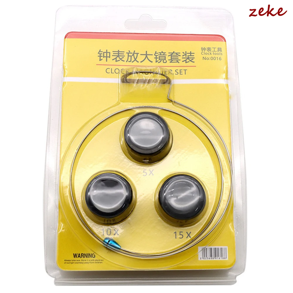 1/Set 5X 10X 15X Magnifying Glass Clip on Magnifier Eye Loupe Loop for Watchmaker Jewelry Watch Repair Tools Watch Accessories
