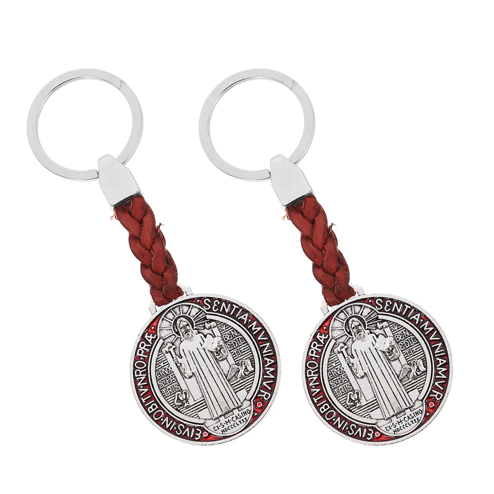 2pcs St Benedict Medal Keychain Catholics Keychain Benedicts Medal Crucifixs Pendant For Confirmations And Graduation