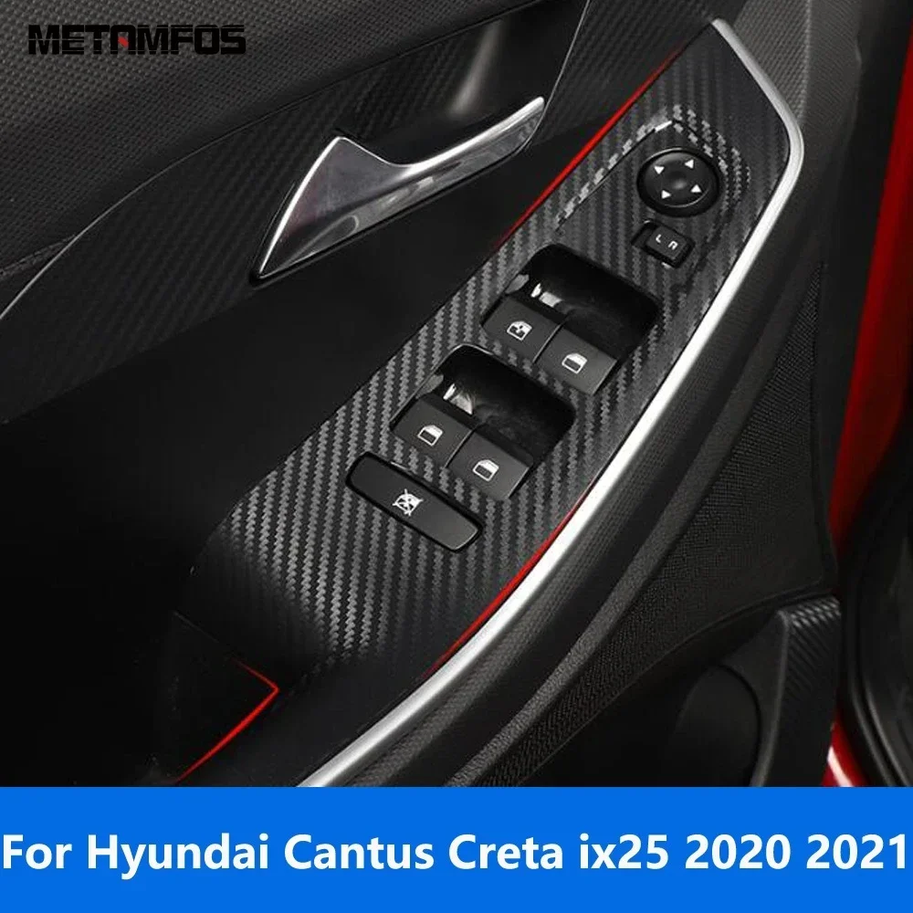 

Car Accessories For Hyundai Cantus Creta ix25 2020 2021 Carbon Fiber Interior Window Lift Switch Cover Trim Inside Armrest Frame