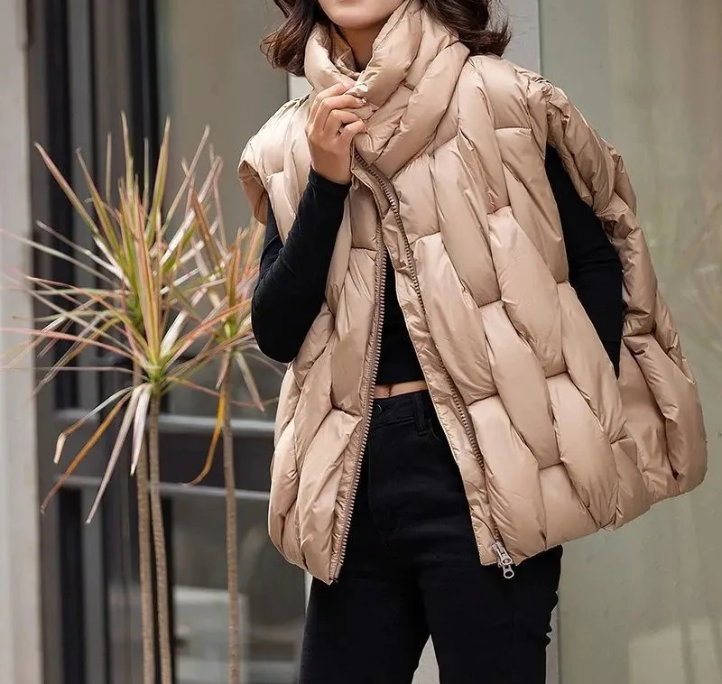 Frauen Winter Unten Baumwolle Weste Jacke Ärmellose Stehkragen Damen Weste Mantel Mode Lässig Dame Outwear