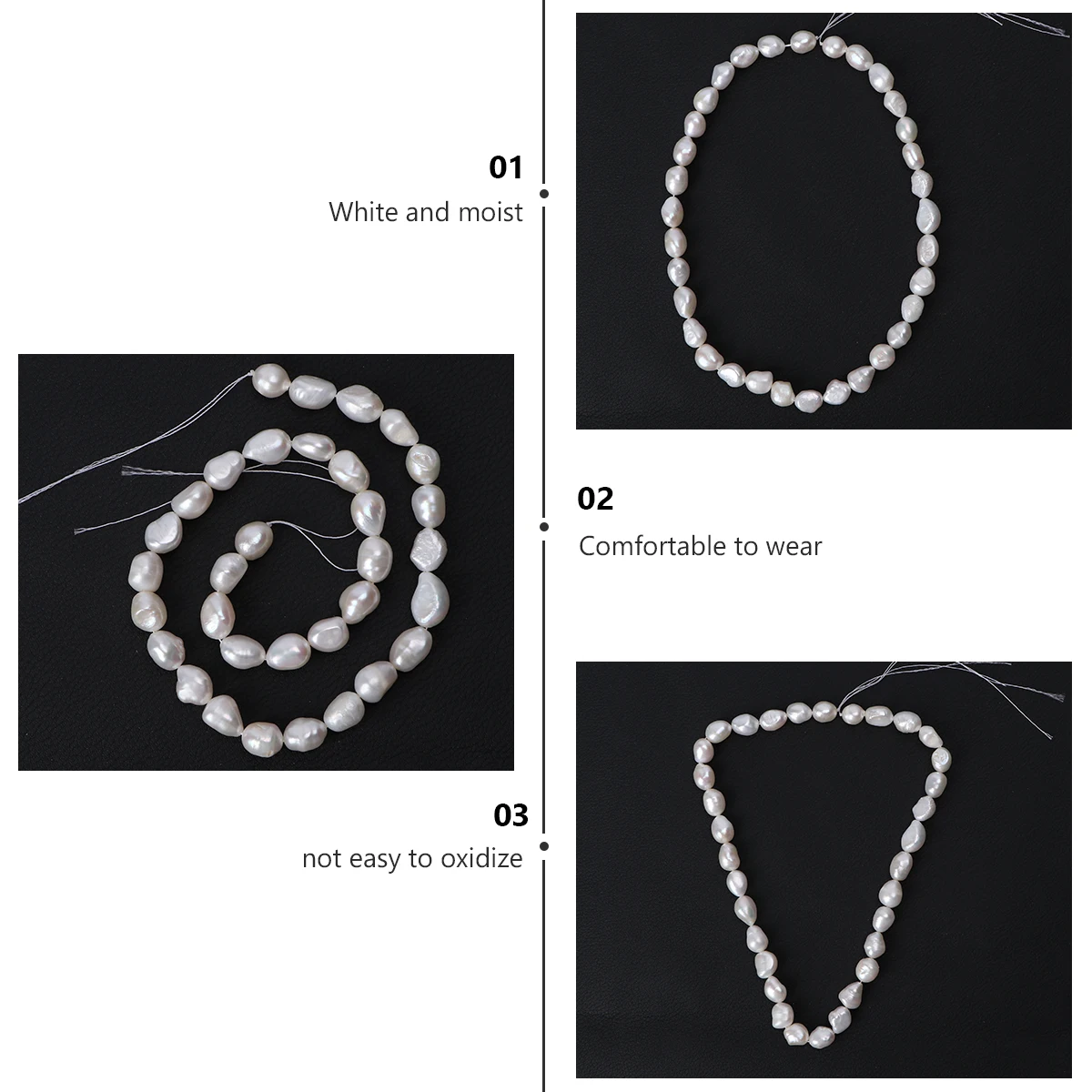

1PC DIY Pearl Necklace 9-10MM Baroque Pearl Necklace Natural Pearl Neck Jewelry for Women (White Semi-finished Product 36CM Abou