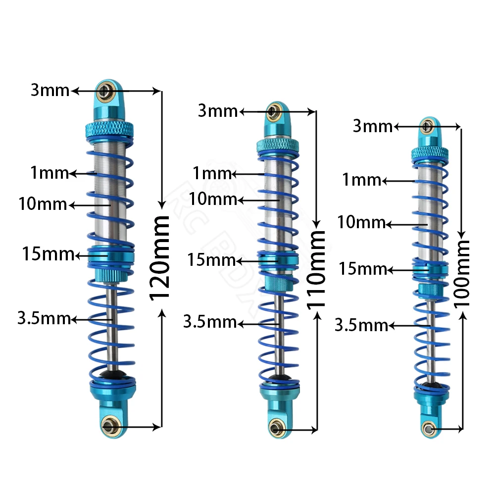 2PCS 4PCS Metal Shock Absorber Damper 70 80 90 100 110 120 Oil Adjustable for 1/10 RC Crawler Axial SCX10 Tamiya CC01 TRX-4