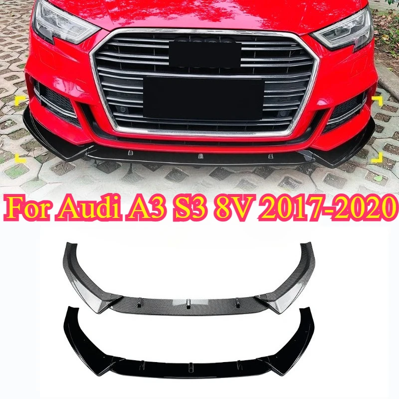

3PCS Front Bumper Lip Splitter Spoiler Diffuser for Audi A3 S3 8V 2017 2018 2019 2020 Sline Spoiler Splitter Car Body Kit Tuning