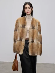 2024 New Women Real Natural Muskrat Fur Coat High Quality Genuine Winter Luxury Female Jacket Outerwear Long Sleeves