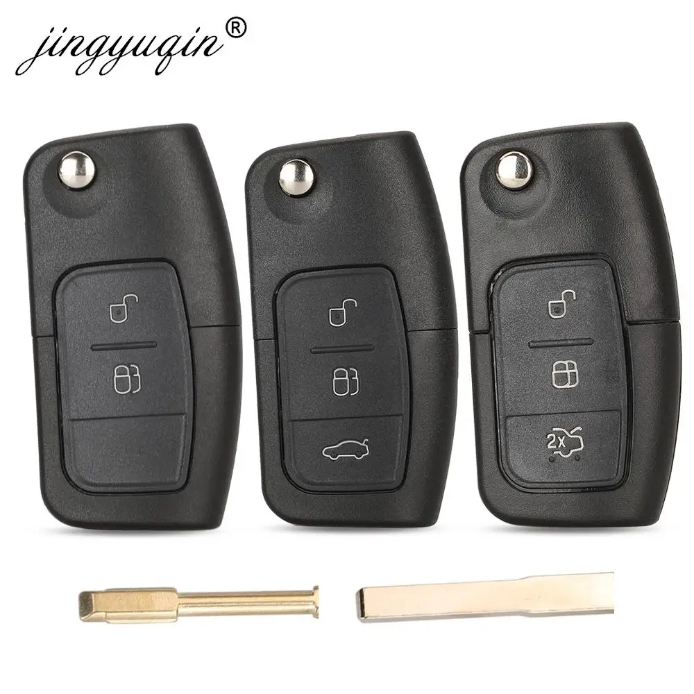 

jingyuqin 3 Button Modified Flip Folding Remote Control Car Key Shell for Ford Focus 2 3 Mondeo Fiesta Galaxy C-MAX Key Fob Case