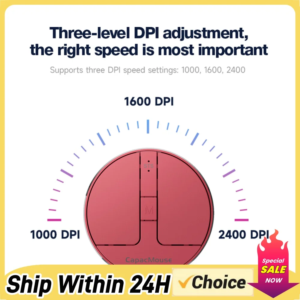 Ultra Thin Wireless Computer Mouse 3 Mode Mini Capacitive Mice BT5.2/2.4G/USB 3 Adjustable for DPI w/ Receiver for Laptop PC