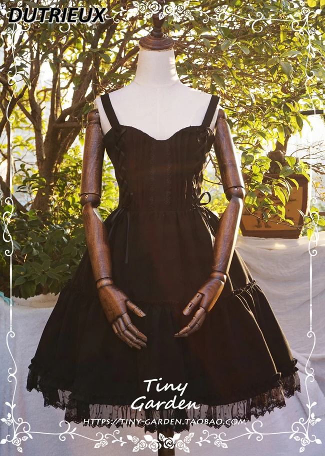 

Autumn and Winter Vintage Double Draw with Bow Elegant Vest Dress Female Fashion JSK Lolita Style Women's Casual Dresses