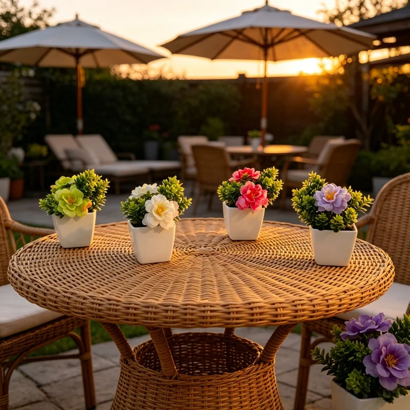 4 piezas de rosas artificiales para jardín, hojas de árbol de té, plantas pequeñas en maceta, plantas simuladas, decoración para oficina y hogar, decoración con plantas verdes