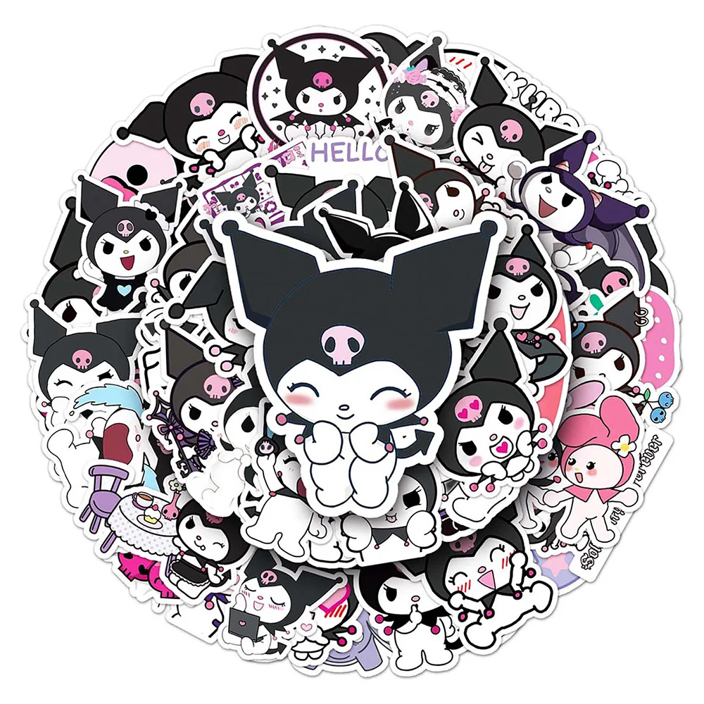 10/30/50pcs Kuromi Sanrio Cartoon Stickers Cute Anime Kids Decals Toy DIY Water Bottle Diary Phone Case Kawaii Graffiti Sticker