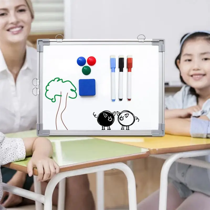 Imagem -02 - Mini Magnetic Dry Apagar Whiteboard Dupla Face Escrita Prancheta Borracha Ímãs Marcadores Suave