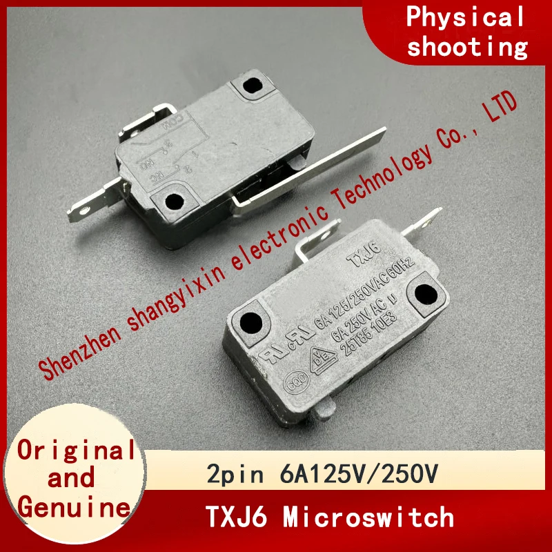 Interruptor de botón pulsador TXJ6 6A125/250V con detección de reinicio de límite, contacto suave, botón de encendido normalmente abierto, pin 2 normalmente abierto