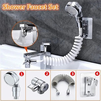 4 Pcs/set Washbasin Faucet External Shower Set Household Bathroom Sprayer Strainer Hose Handheld Flexible Hair Washing Shower