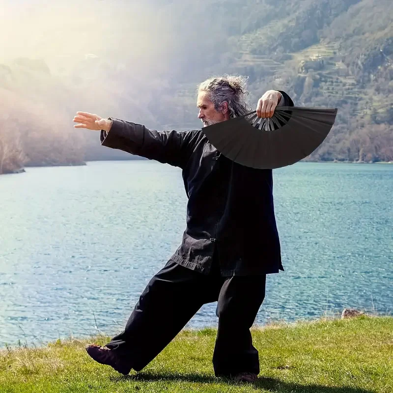 Großer Kung-Fu-Sound-Fan aus Kunststoff mit Knochenstruktur für Kampfkunst-Aufführungen, eleganter, faltbarer Bühnenfan, Opern- und Zauberrequisiten, Sommer-Kühlventilator – Detail 3