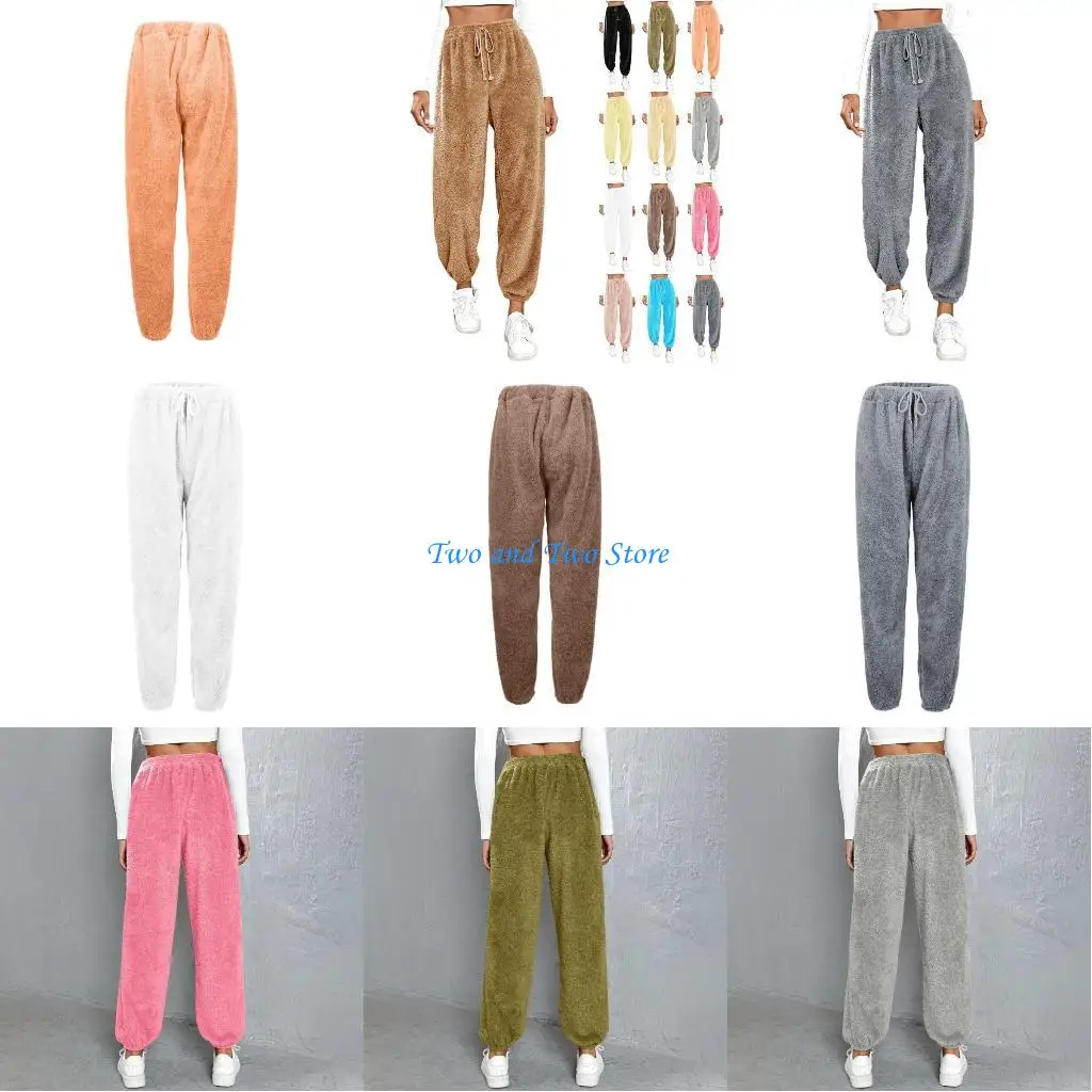 

HX6F Женские удобные флисовые штаны для отдыха на шнурке, теплая одежда для сна l