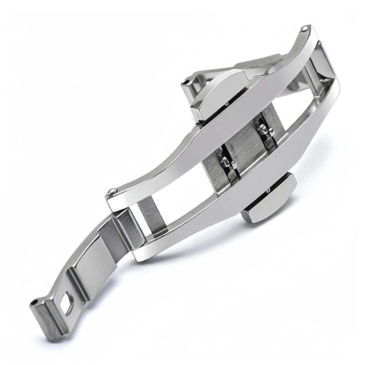 Edelstahl-Uhrenarmband-Schnalle Uhrenarmband-Schmetterlingsverschlüsse Faltschließe Doppeltgepresste Polierte Knopf-Uhrenzubehör – Detail 10