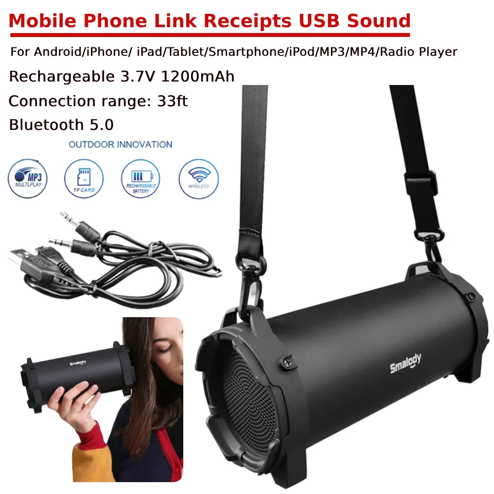 USB Rechargeable Portable Wireless Boombox with 3.5mm AUX Input Jack BT Boombox Speaker BT Speaker Loud Stereo System for Party