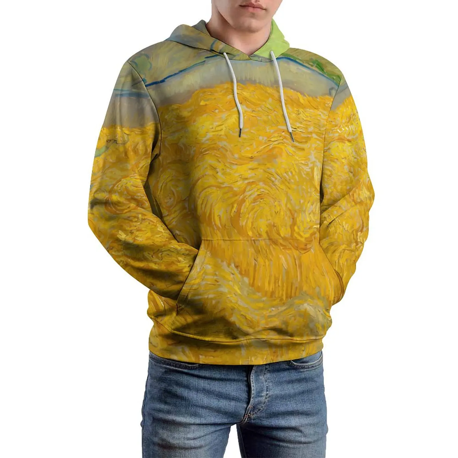 

Vincent Van Gogh Loose Hoodies Wheatfield Street Style Hoodie Male Long Sleeve Aesthetic Graphic Hooded Sweatshirts Plus Size