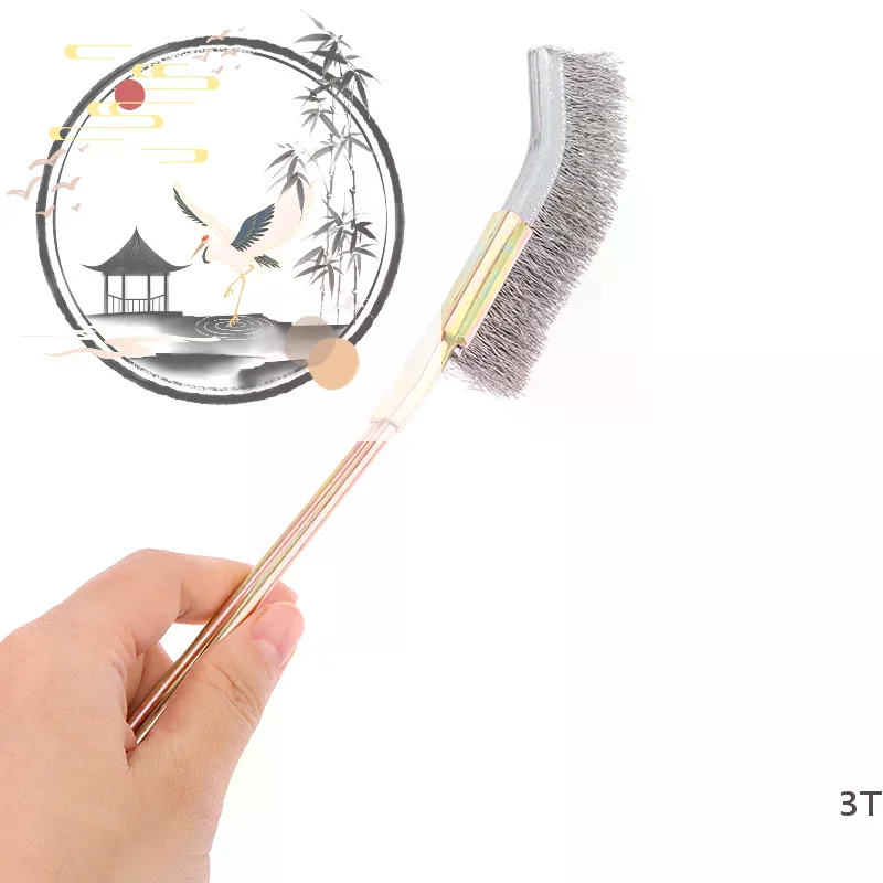 1Pcs  Wire Brush Rust Cleaner Elbow Brush Stainless Steel Knife Brush Cleaning Tools Kitchen Grease Grime Cleaning Tool Brush