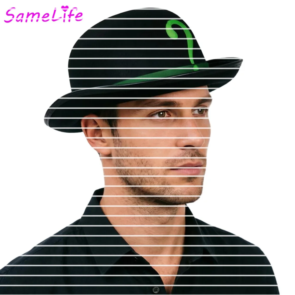 Wholesale Movie Super Villain Riddler Hat Cosplay Costume Accessories Cap With Printed Halloween Men Fancy Dress Up Party Gifts