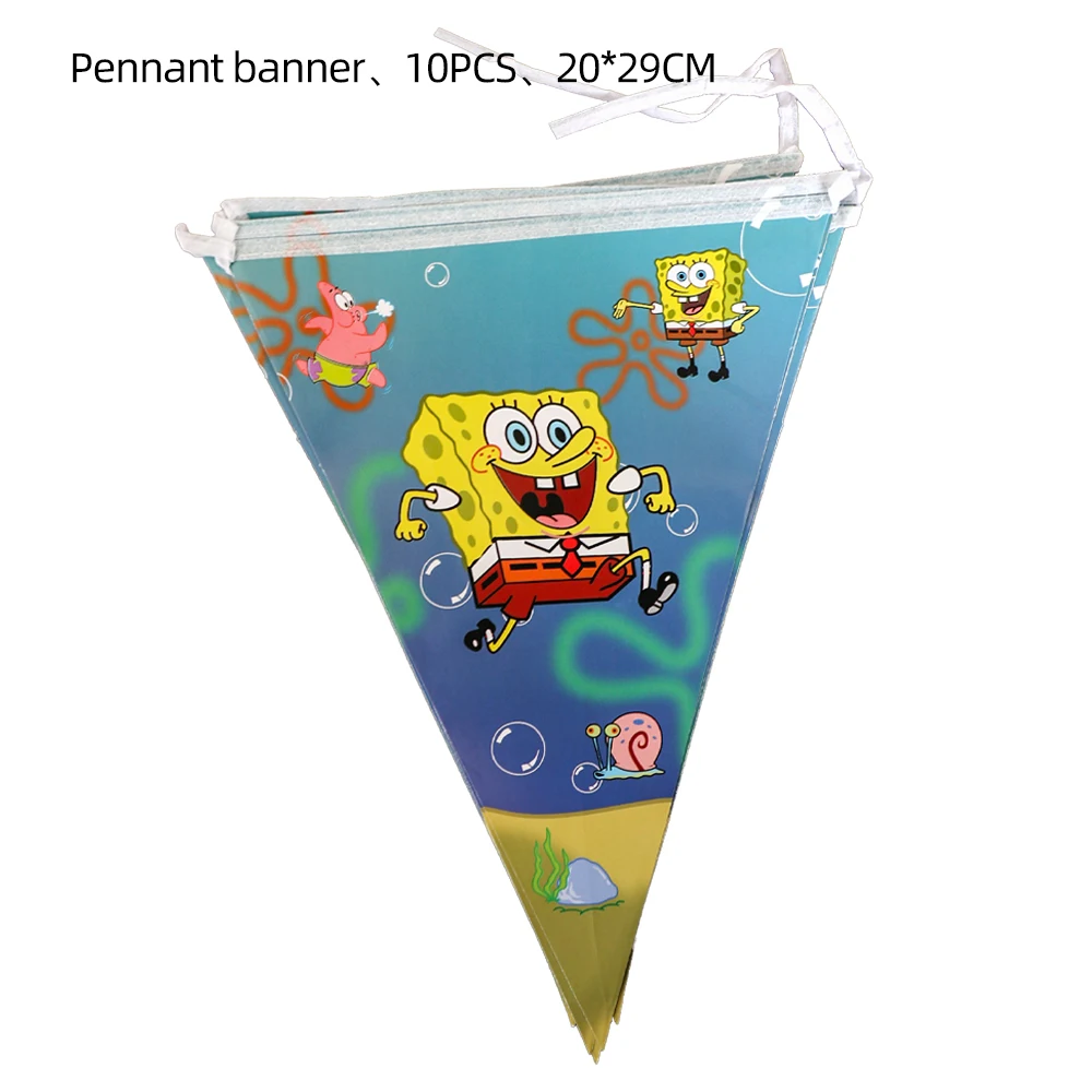 Juego de decoración de Bob Esponja para fiesta de cumpleaños, juego de globos, vajilla desechable, taza, cuchillo, tenedor, suministros para Baby